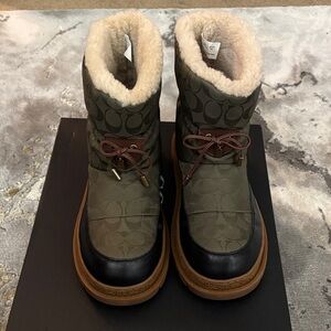 Coach Olive and Black Winter Boots
